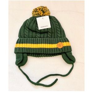 Moon Kitty Toddler Earflap Winter Beanie Hat NWT
